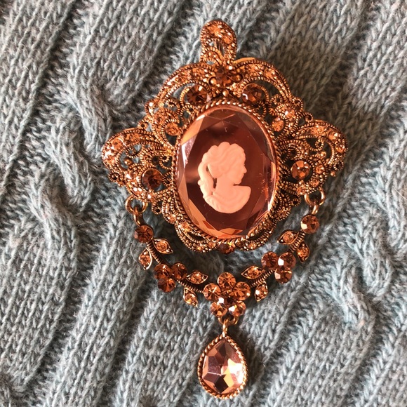 CAMEO Gold Bronze Brown Mirrored Statement Ornate Old World Victorian $89 NEW - Picture 8 of 16